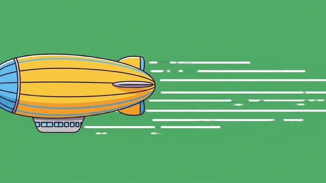 Yellow Airship in Motion - Vector Illustration