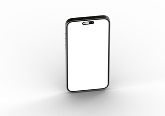 Clean image of a black smartphone with a blank screen, perfect for app presentations or website mockups.  High-resolution.