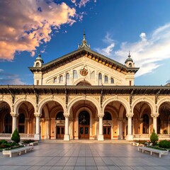 Ornate building at dawn