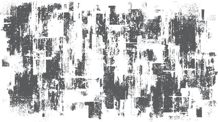 Abstract monochrome grunge texture with irregular distressed elements. Horizontal distress overlay texture with uneven grunge design style.  