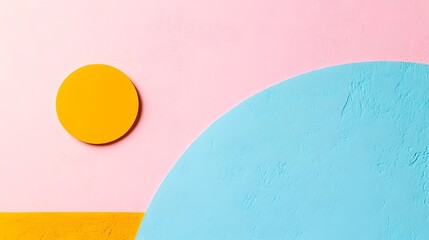 Colorful abstract background featuring overlapping geometric shapes and a vibrant retro inspired palette