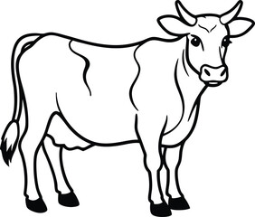 Fototapeta premium Minimal Cow Silhouette Vector – Single Color Farm Animal Illustration
