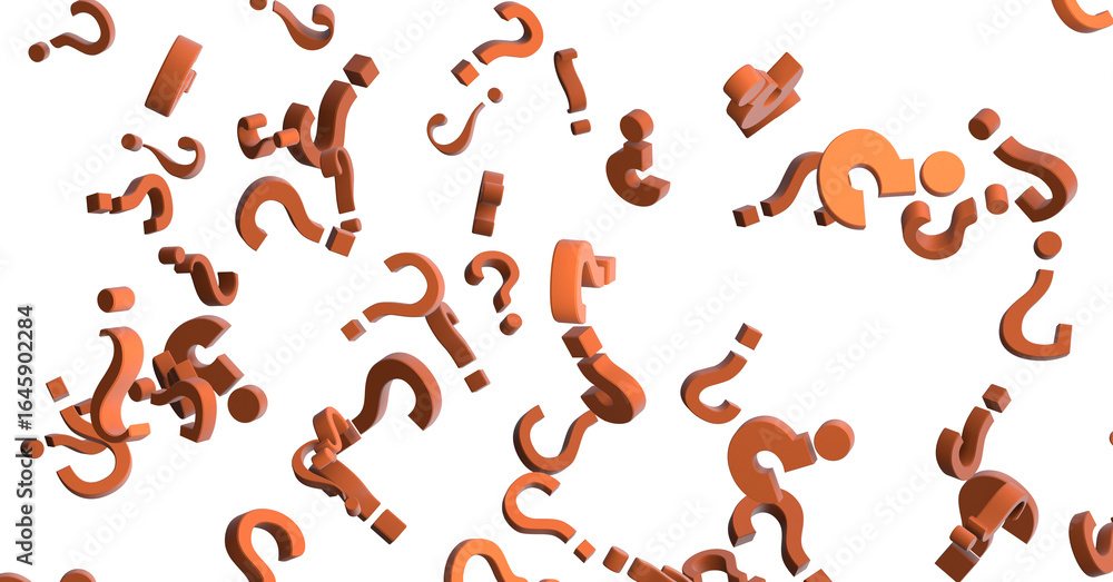 Poster colored question marks background concept. 3d rendering.