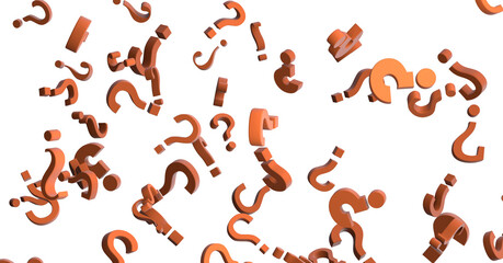 colored question marks background concept. 3D Rendering.