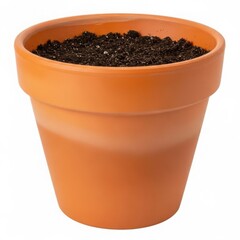 Terracotta pot filled with dark soil ready for planting