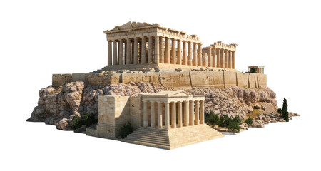 Ancient greek architecture athens 3d model historical site aerial cultural heritage. Cut out png
