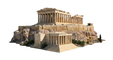 Ancient greek architecture athens 3d model historical site aerial cultural heritage. Cut out png