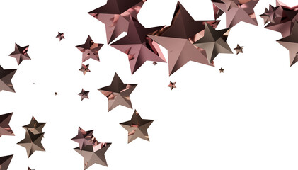 Beautiful rose gold stars falling on a white background. Perfect for holiday, celebration, and...