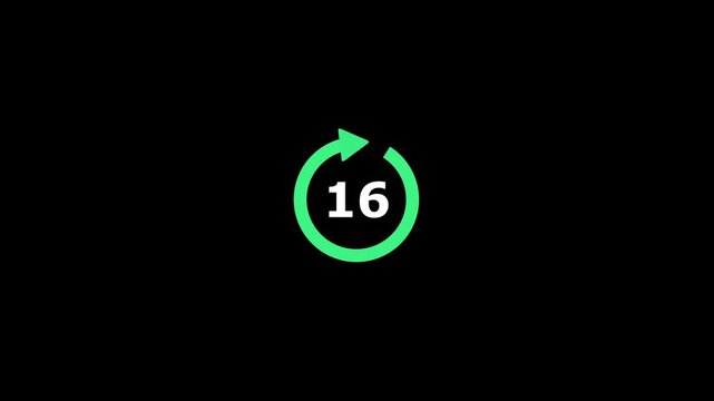 16h icon animation. Motion graphics 4k video motion animation sign. Delivery service, online deal remaining time website symbols Motion graphics video motion animation video ,HD.