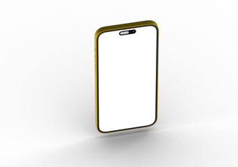 High-quality photo of a gold smartphone with a blank screen, perfect for app presentations or website mockups.