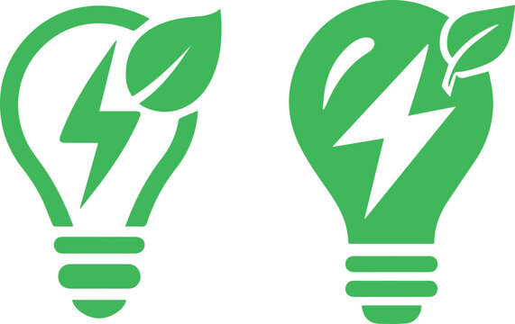 Green energy light bulb illustration for eco friendly power and sustainable electricity solutions concept design