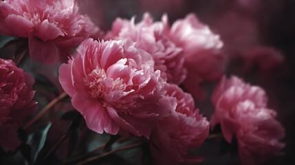 Obraz premium Vibrant pink peonies in full bloom