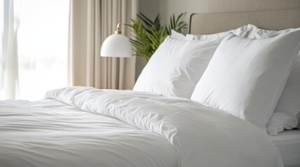 White bedding in a modern bedroom