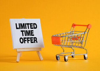 Limited time offer canvas and shopping cart on yellow background