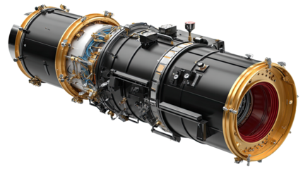 High-Tech Engineering Marvel: A detailed and immaculate studio shot highlights the intricate design of a cutting-edge technological component. Demonstrating precision engineering.