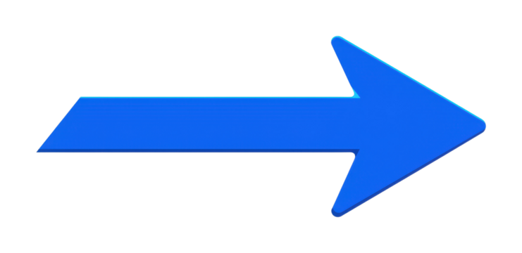 Blue arrow direction indicator digital context minimalist style straight visual communication. Cut out png
