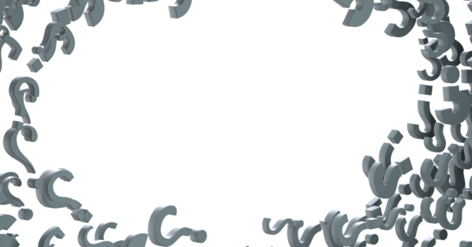 Infinite question marks, original 3d rendering