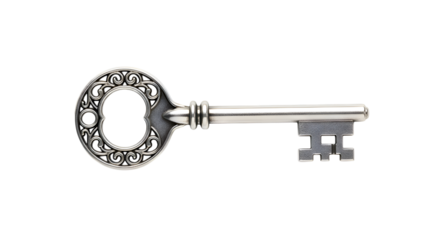 Vintage key isolated on transparent background for security