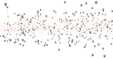 Big data visualization. Network connection structure with chaotic distribution of points and lines....