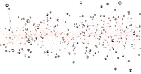 Big data visualization. Network connection structure with chaotic distribution of points and lines. 3D rendering.