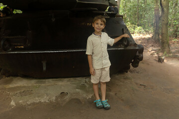 Tourist at the entrance of Cu Chi Tunnels in Ho Chi Minh, Vietnam