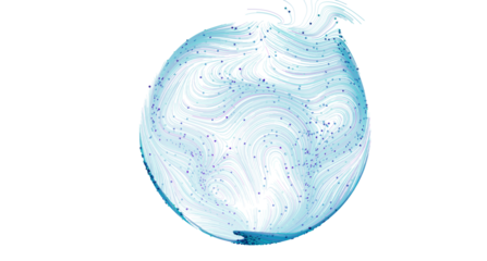 Stunning abstract image of a swirling blue sphere. Perfect for tech, design, and science backgrounds.