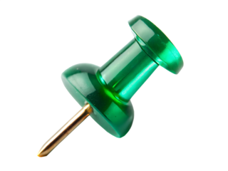 Green thumbtack isolated on transparent background