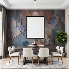High Quality White Picture Frame Mockup Featuring One Frame in Different Furniture Arrangements