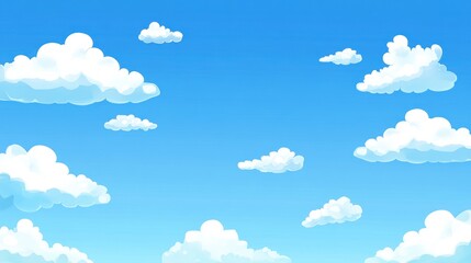 Serene Summer Sky: A Daydream of Fluffy White Clouds Drifting Across a Vibrant Blue Canvas