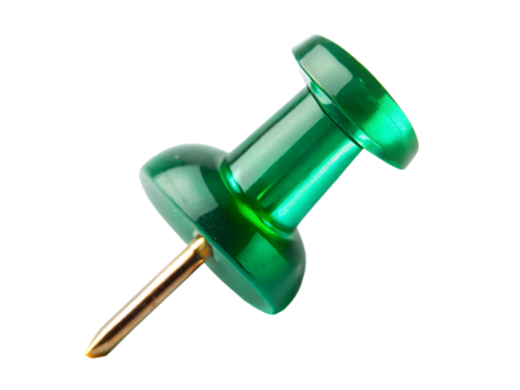 Green thumbtack isolated on transparent background - Powered by Adobe