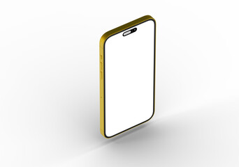 High-quality image of a gold smartphone with a blank screen, perfect for app presentations or website mockups.