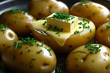 Boiled New Potatoes with a Melting Pat of Butter and Fresh Chives
