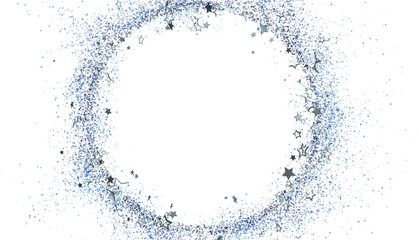 Sparkling silver glitter and stars create a beautiful circular frame, perfect for festive designs and celebrations.  Download now!