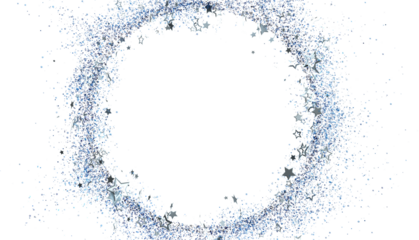 Sparkling silver glitter and stars create a beautiful circular frame, perfect for festive designs and celebrations.  Download now!