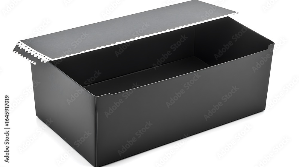 Poster an open rectangular black box with a decorative lid design