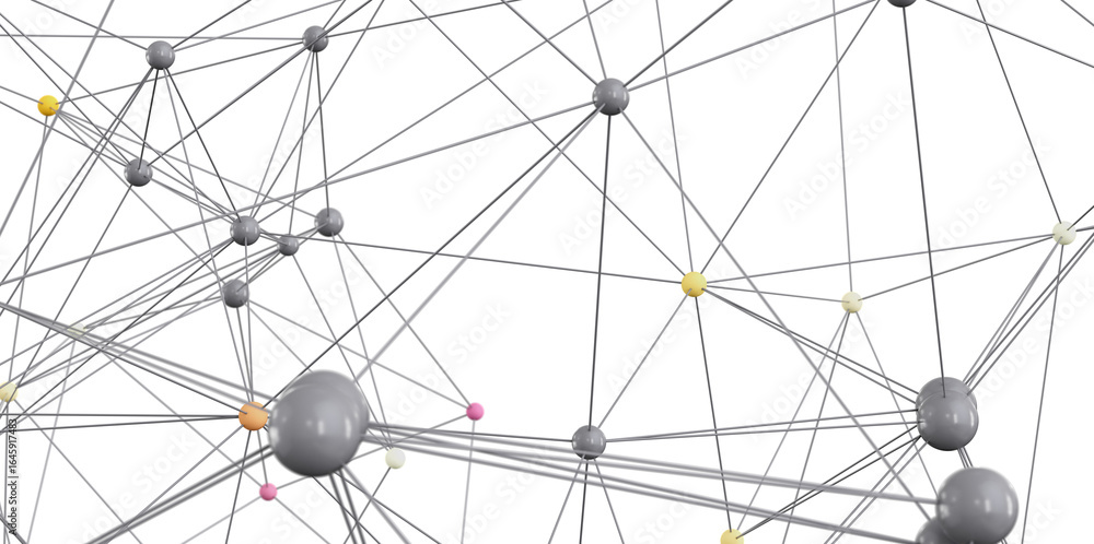 Poster abstract 3d rendering of interconnected nodes, ideal for network, technology, or connection concepts