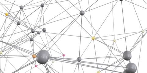 Abstract 3D rendering of interconnected nodes, ideal for network, technology, or connection concepts.