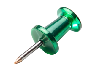 Green thumbtack isolated on transparent background