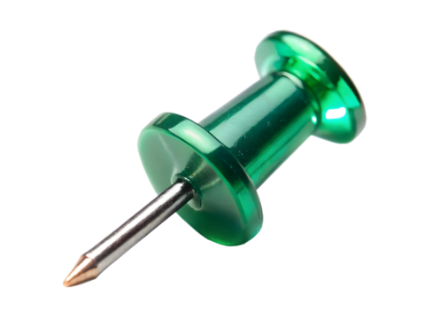Green thumbtack isolated on transparent background - Powered by Adobe