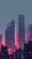 Fototapeta premium Pink and Grey Geometric Cityscape at Night