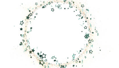 Beautiful circular frame with scattered stars, perfect for invitations, cards, and more.