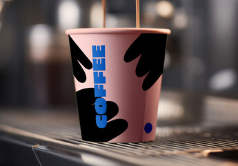 Coffee Cup Mockup with Espresso Machine