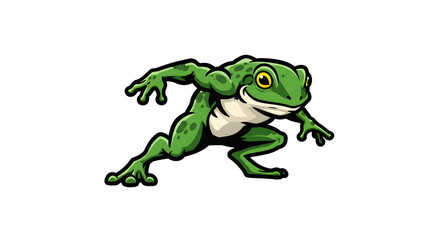 Obraz premium Vector Animal Cartoon 3D Illustration of a Green Frog in a Dynamic Pose, Perfect for Design Projects