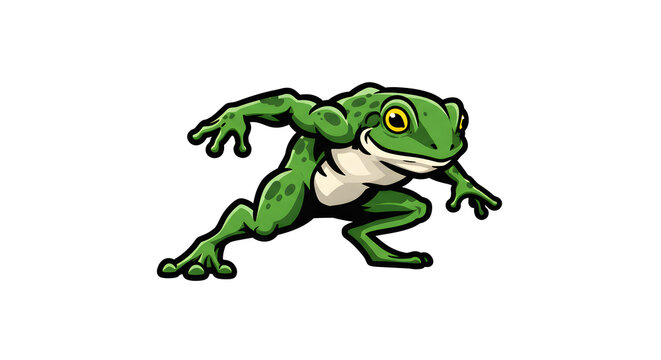 Vector Animal Cartoon 3D Illustration of a Green Frog in a Dynamic Pose, Perfect for Design Projects