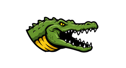 Obraz premium Green Alligator Head Logo Vector Animal Illustration