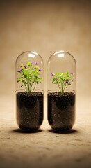 Plants Growing in Capsules Nature Meets Innovation