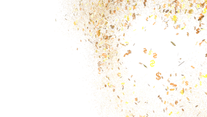 Abstract image of golden dollar signs exploding. Perfect for finance, wealth, and success concepts.