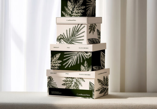 Stacked Cardboard Boxes Mockup