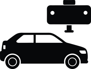 car dash cam with rear view silhouette vector art illustration