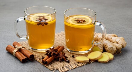 Refreshing Ginger Tea with Cinnamon and Star Anise